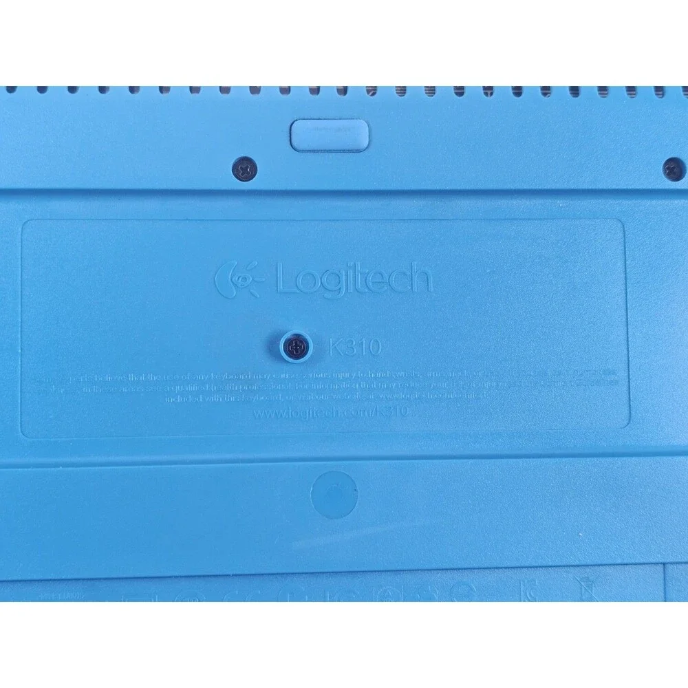 Logitech K310 Washable USB Keyboard Blue Gray Full Size Tested Working